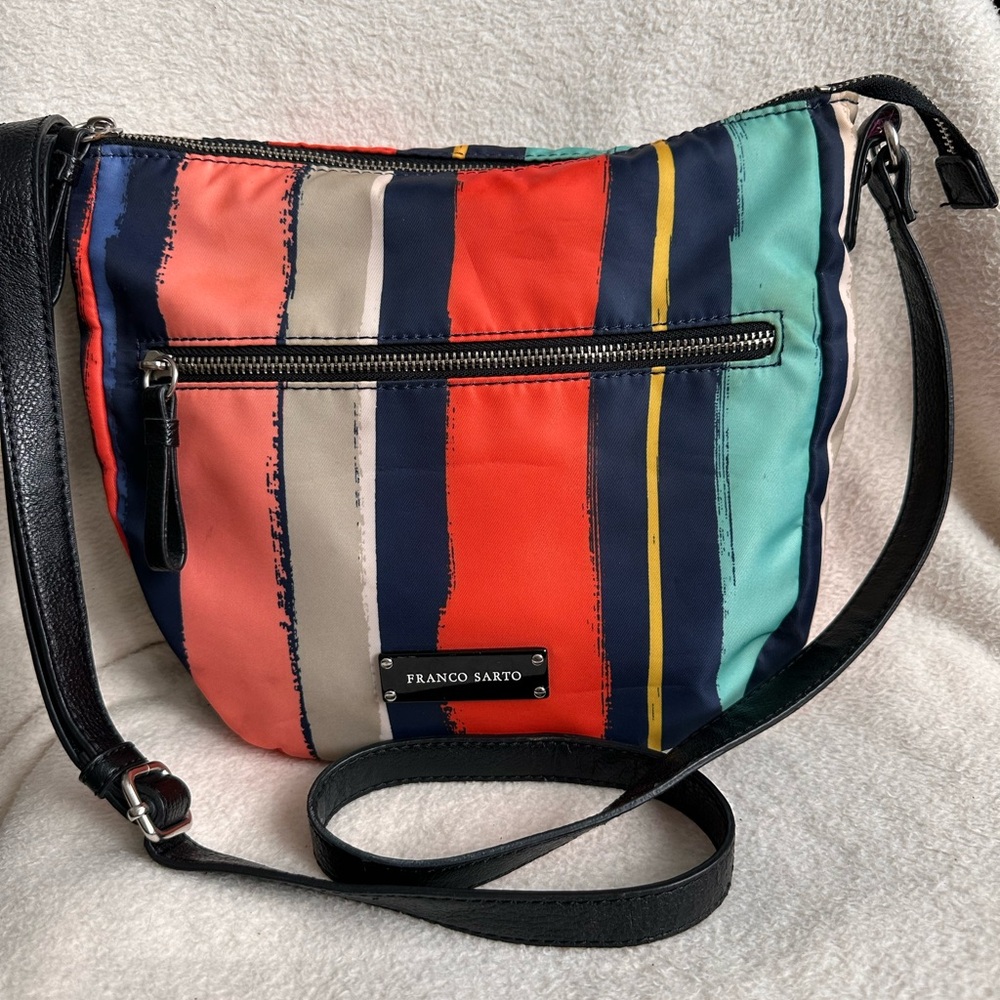 Franco Sarto Striped Crossbody Bag - Red, Blue, Green